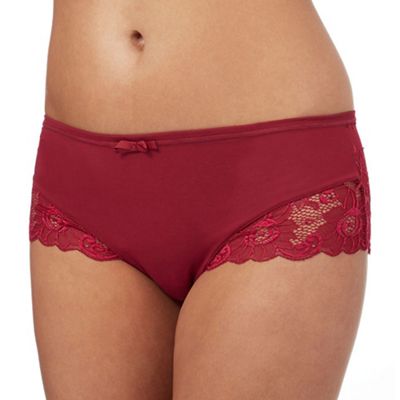 Red floral lace hipster briefs
